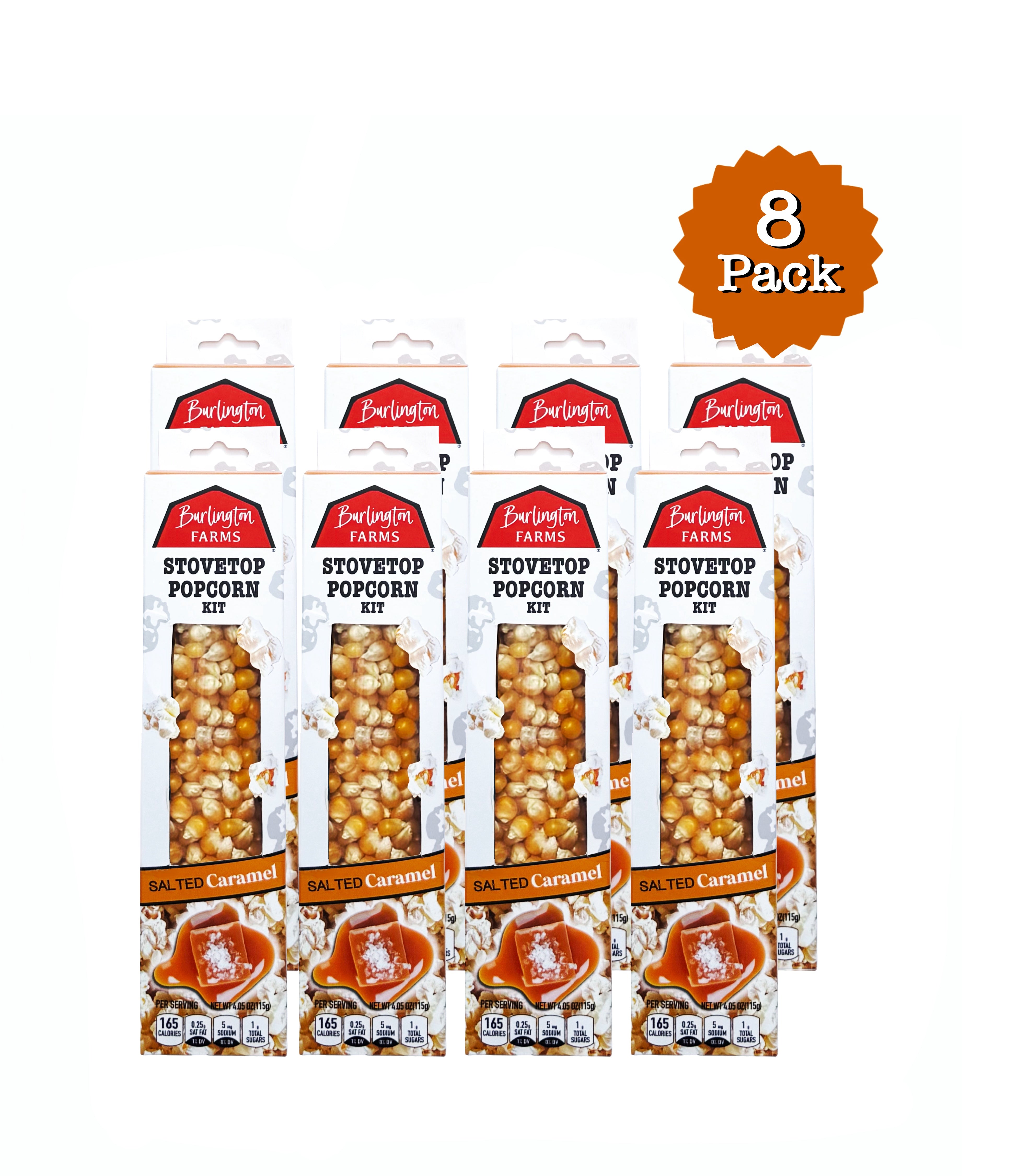 Burlington Farms Stovetop Kernels - Salted Caramel Seasoning - 8 Count