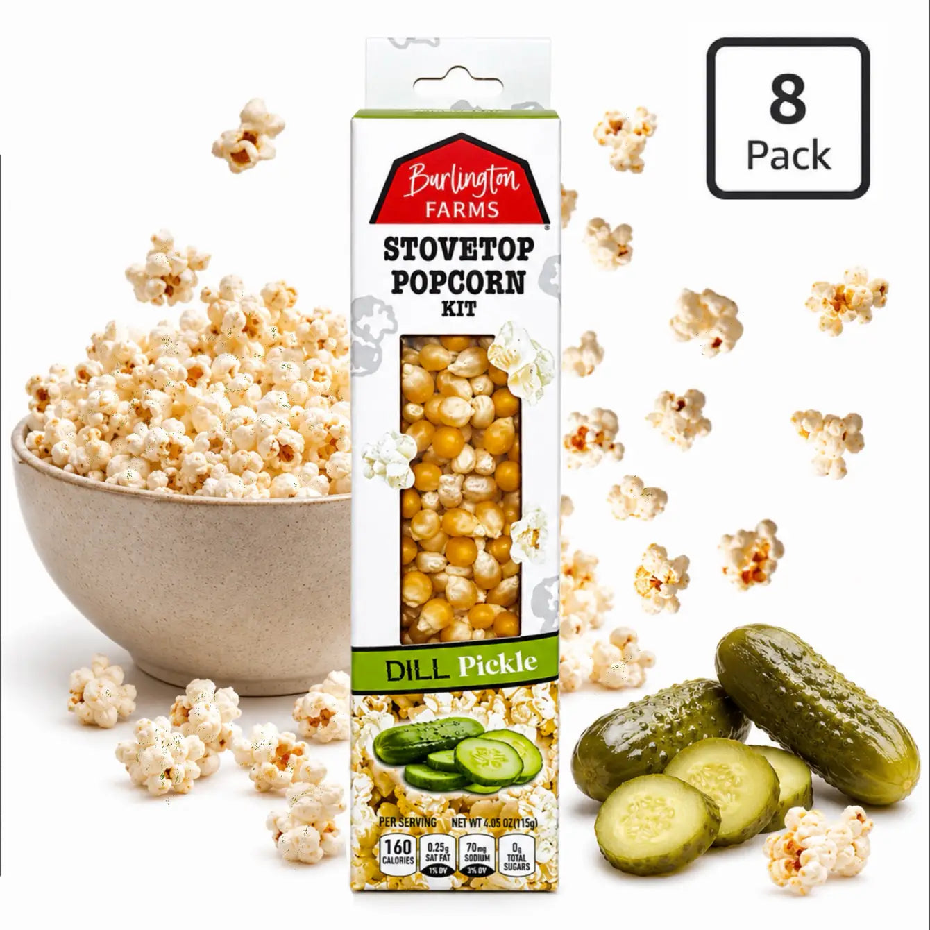 Burlington Farms Stovetop Kernels - Dill Pickle Seasoning - 8 Count
