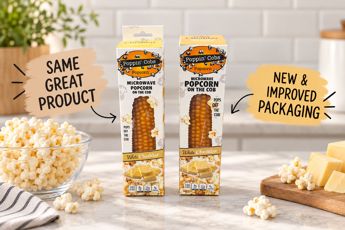 Poppin' Cobs Microwave Popcorn with Spicy Buffalo Seasoning (Pack of 8)
