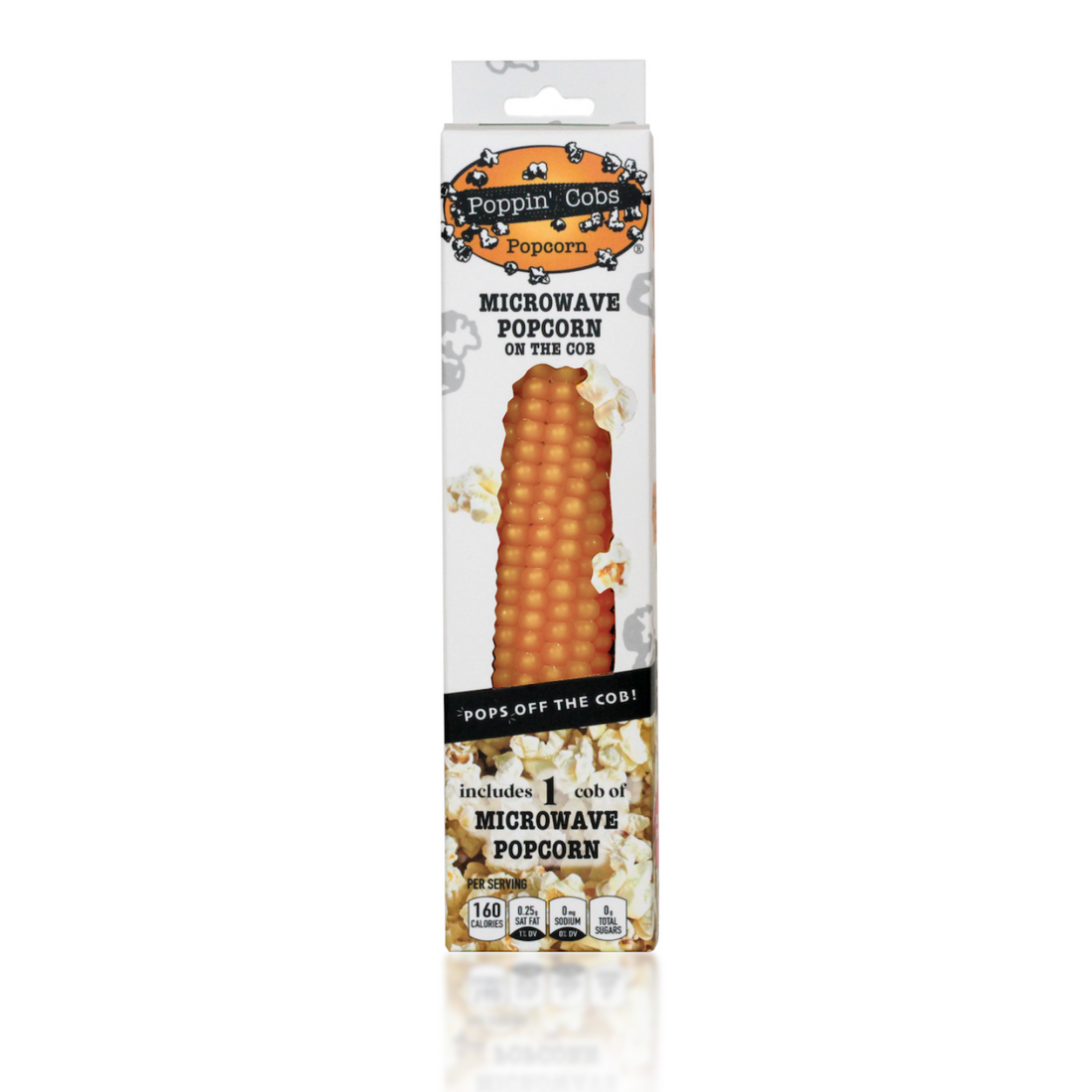 Poppin' Corn microwave popcorn package on a white background
