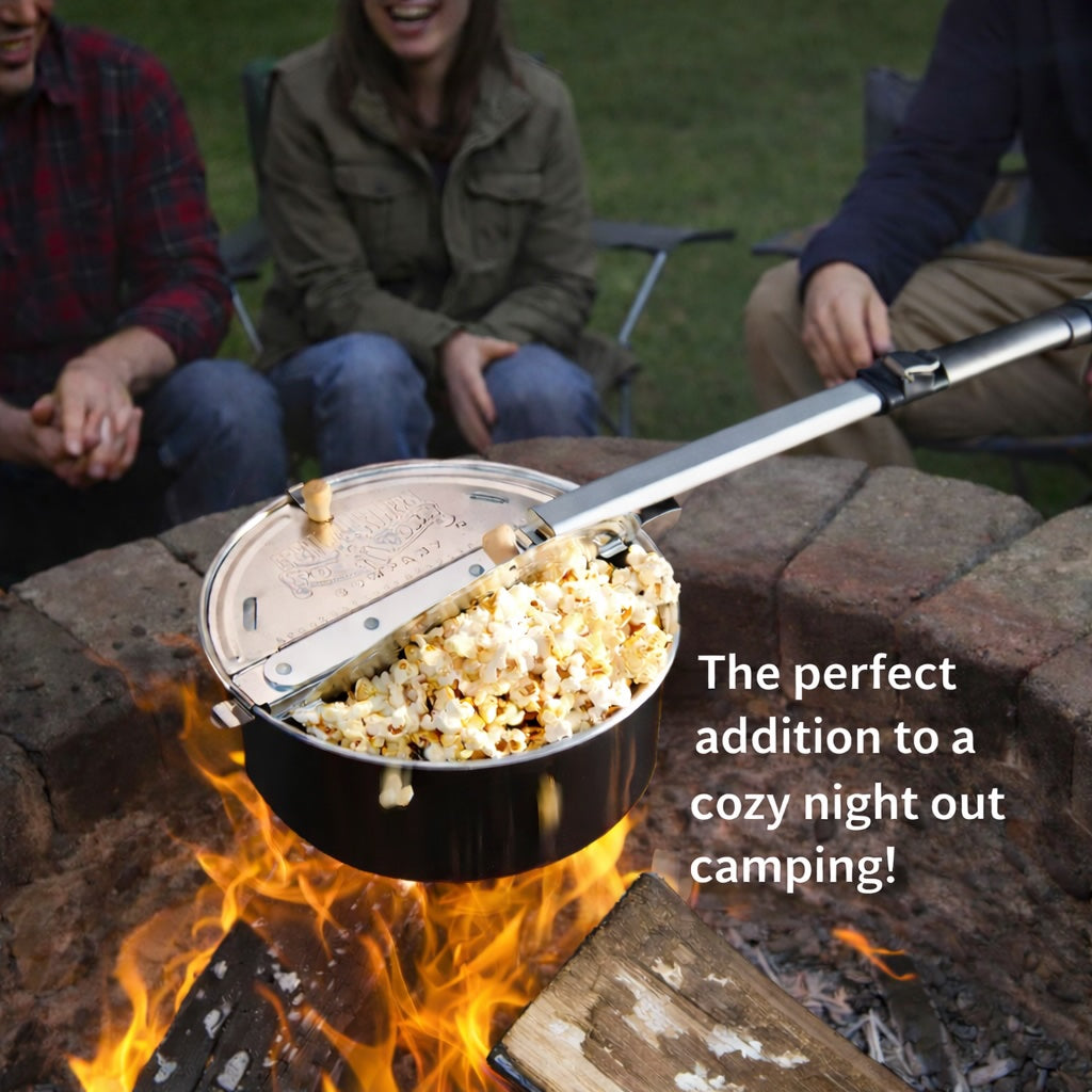 Retractable Campfire Popcorn Popper - With Burlington Farms Stovetop Kernels