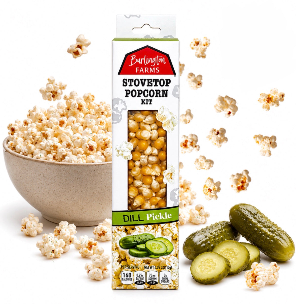 Dill Pickle Flavored Popcorn - Farm Fresh Stovetop Kernel Kits - 8 Count