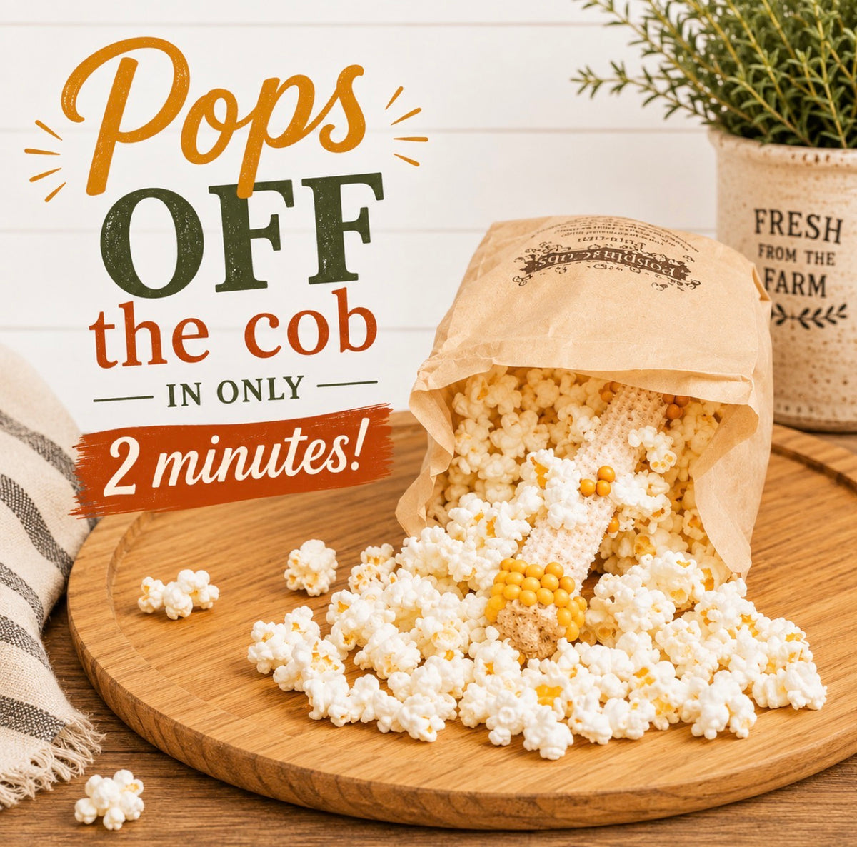 Poppin' Cobs Microwave Popcorn with Spicy Buffalo Seasoning (Pack of 8)
