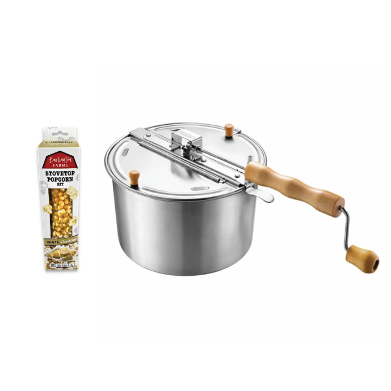Crank Stovetop Popcorn Popper with Burlington Farms Stovetop Kernels