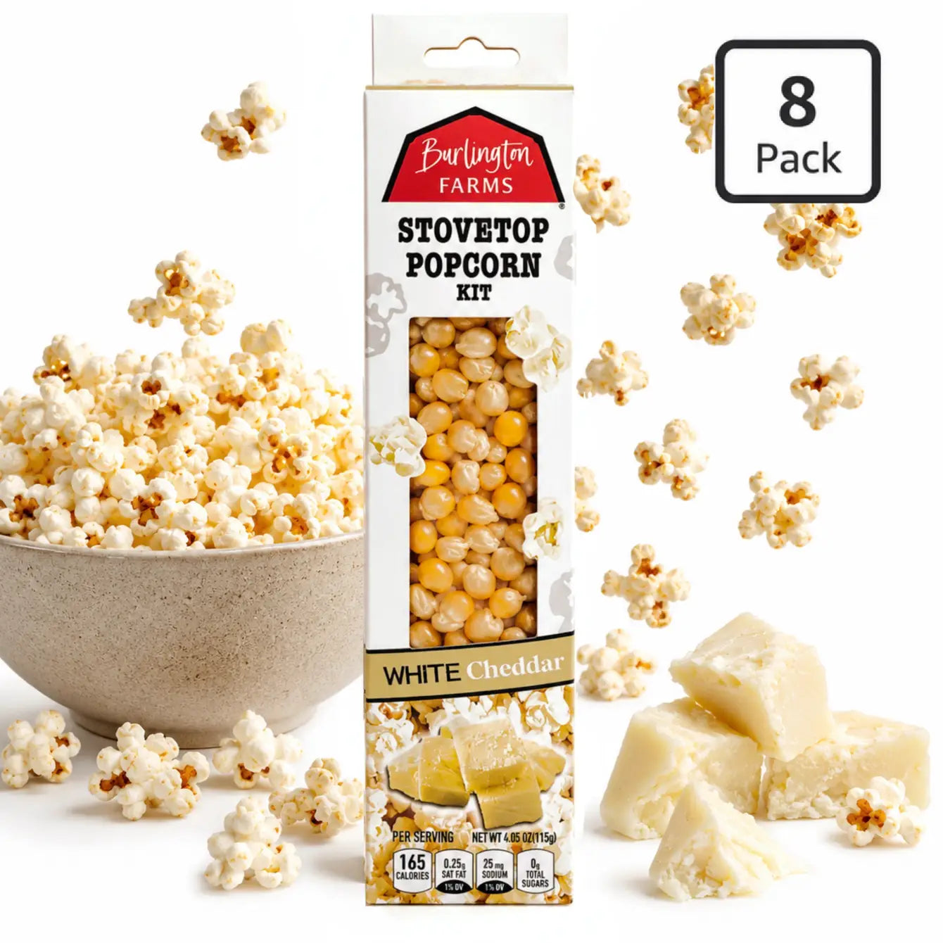 Burlington Farms Stovetop Kernels - White Cheddar Seasoning - 8 Count