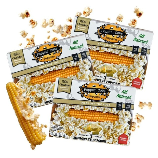 Poppin' Cobs Popcorn – White Cheddar Three 3-Packs (9 COUNT) – Poppin Cobs