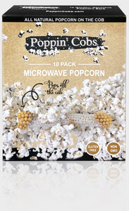 Poppin' Cobs 10 pack - Microwave Popcorn On the Cob, Gluten Free, Non-GMO